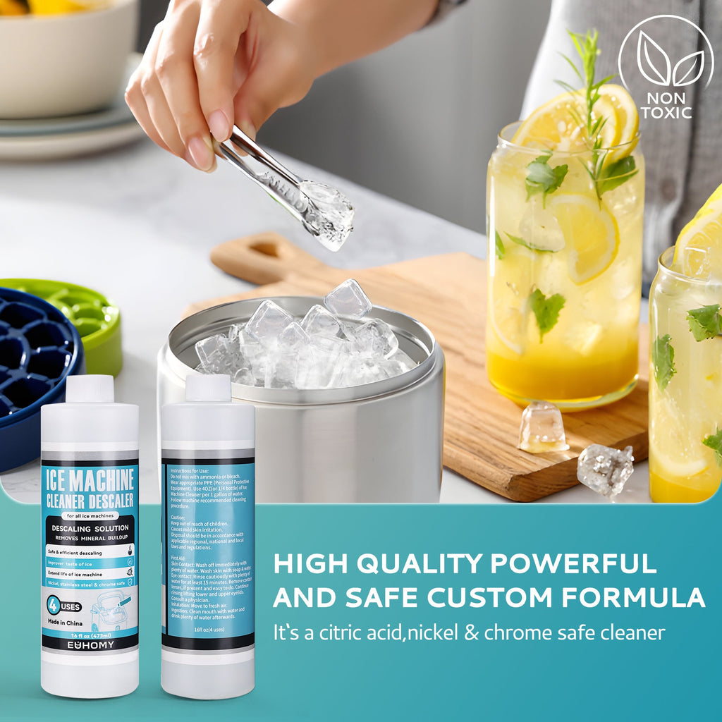 Euhomy Ice Maker Cleaner - 16/32 Fl OZ, Safe and Odor Free,  Powerful Cleansing, Universal Compatibility for Ice Makers