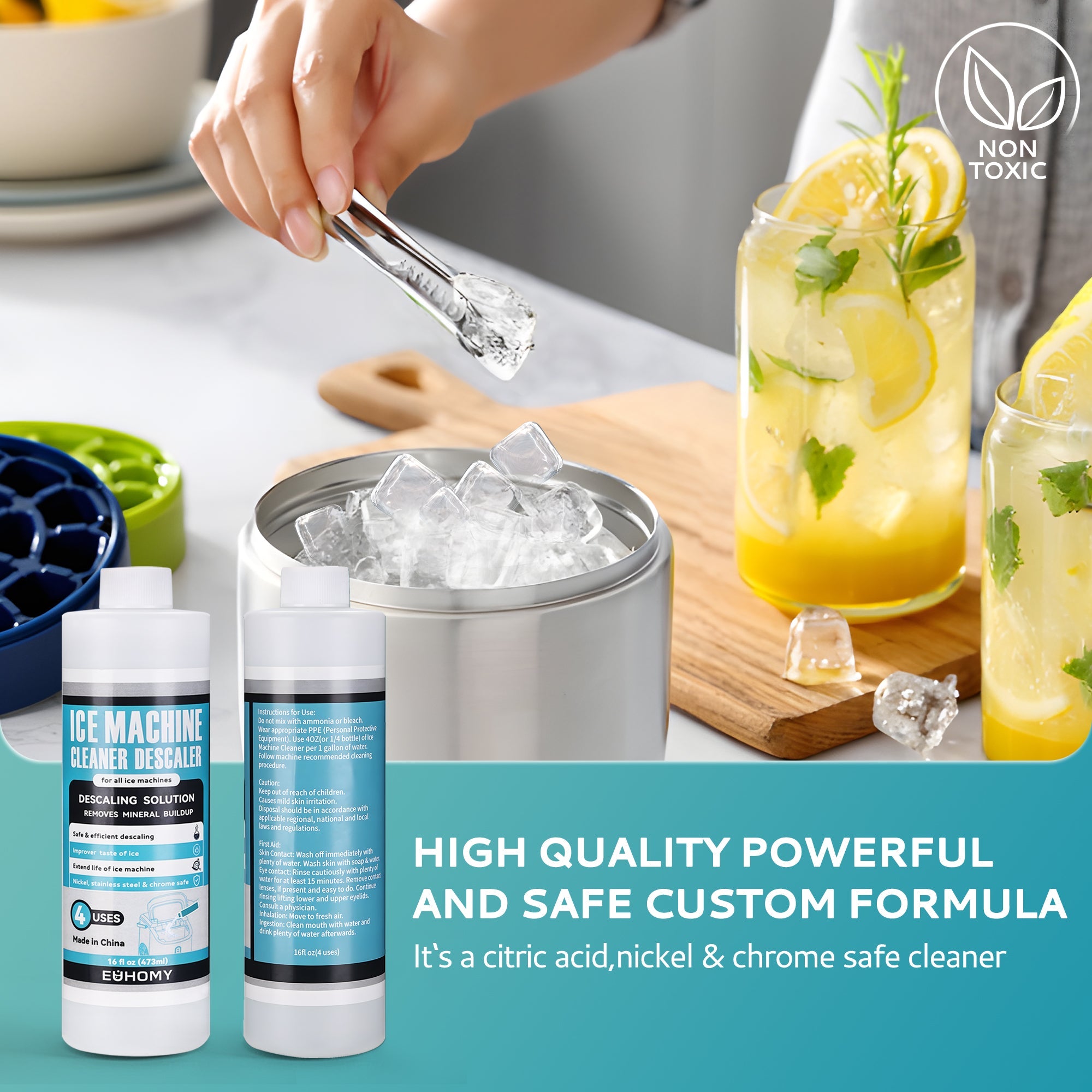 Euhomy Ice Maker Cleaner - 16/32 Fl OZ, Safe and Odor Free,  Powerful Cleansing, Universal Compatibility for Ice Makers