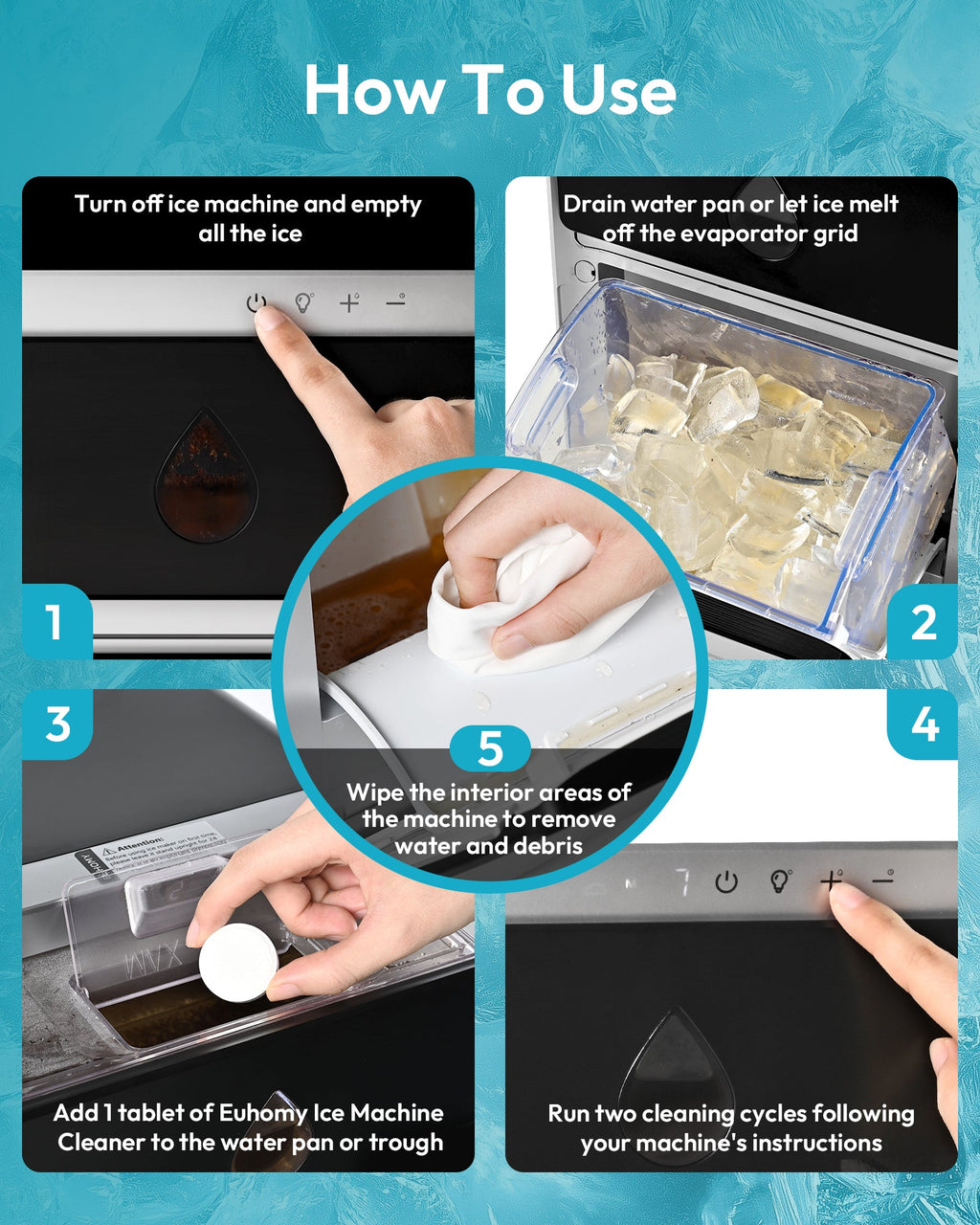 Euhomy Ice Maker Cleaner - 24 Clean Tablets, Powerful Cleansing