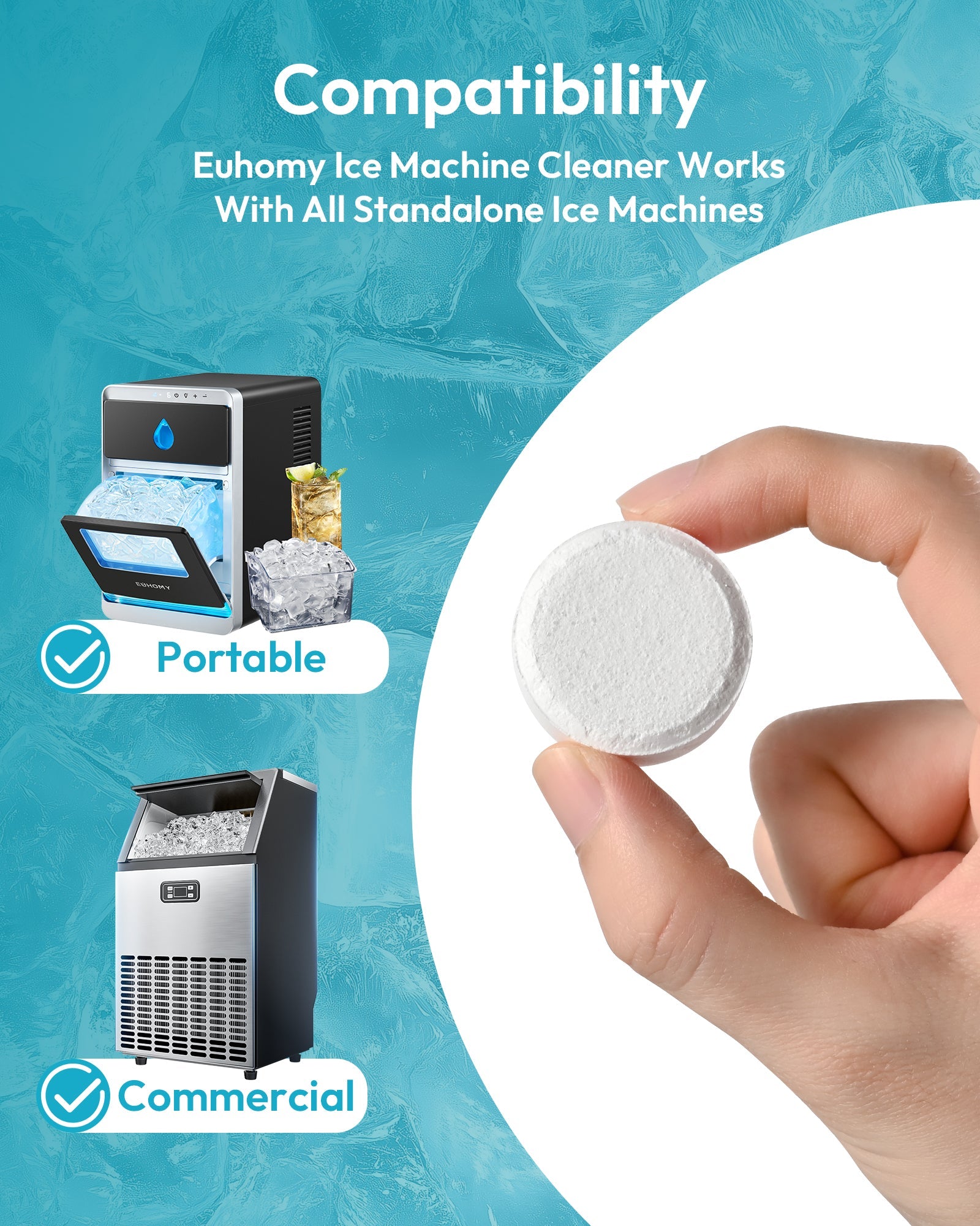 Euhomy Ice Maker Cleaner - 24 Clean Tablets, Powerful Cleansing