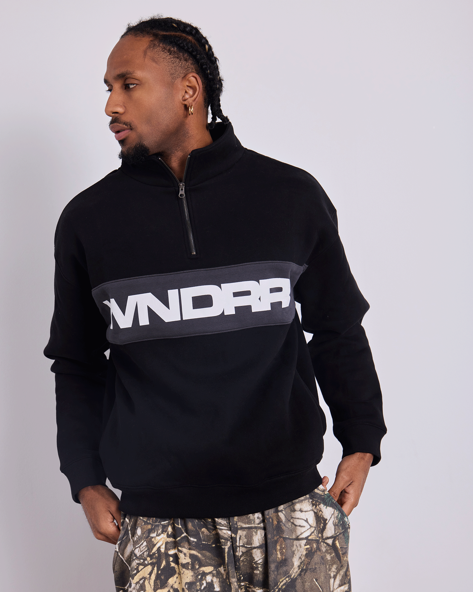 MOTIF 1/4 ZIP SWEAT - BLACK