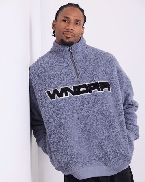 MOTIF 1/4 ZIP SHERPA FLEECE - BLUE