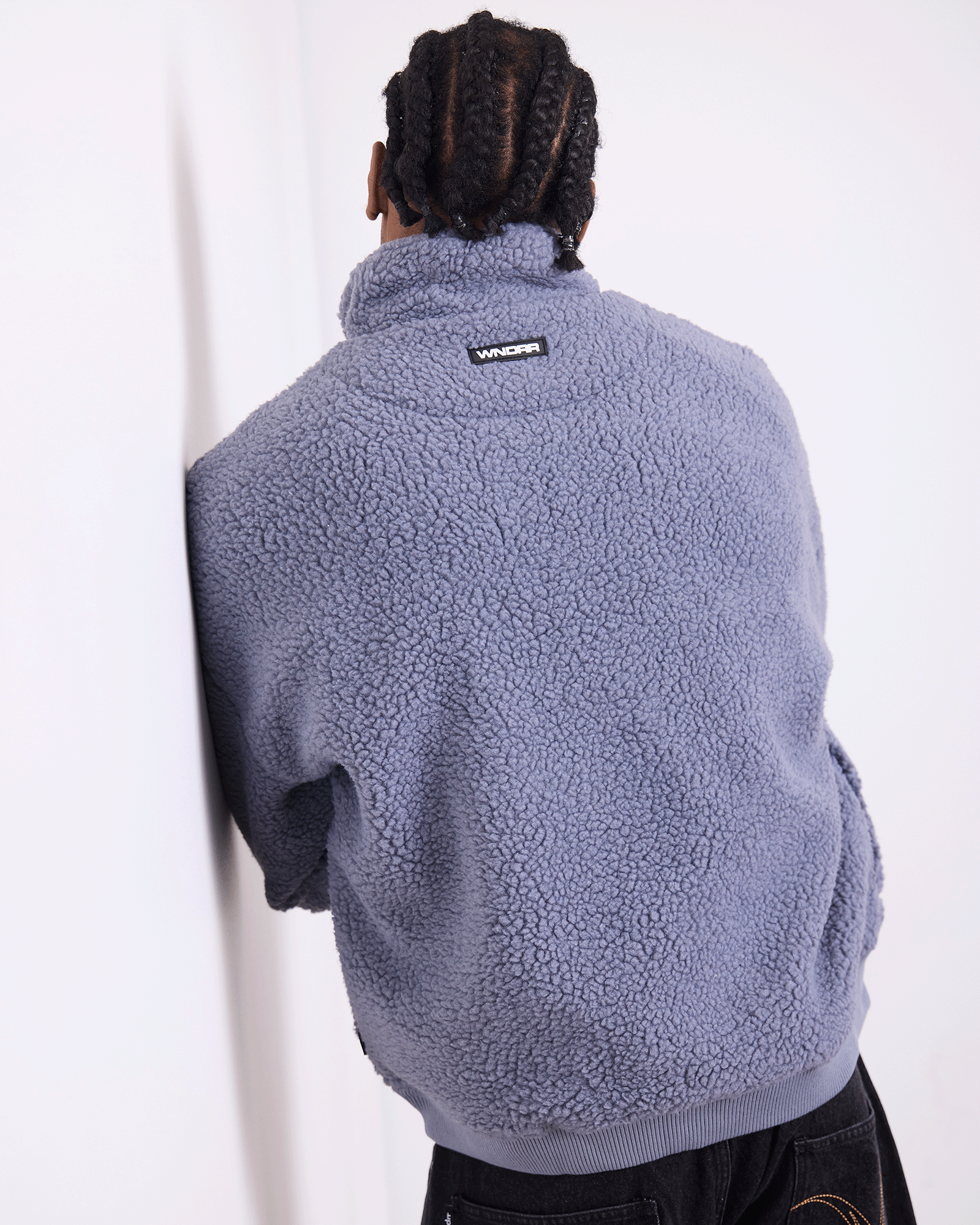 MOTIF 1/4 ZIP SHERPA FLEECE - BLUE
